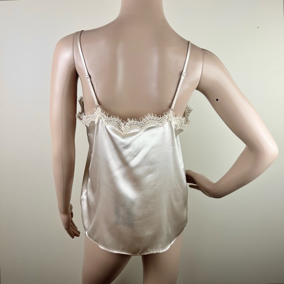 NEW PAIGE BEIGE LACE TRIM SILK CAMISOLE - Picture 9 of 12